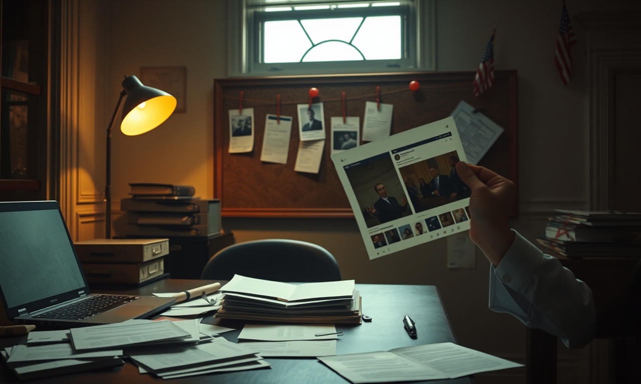 Social Media Post References Epstein Case with Political Symbols